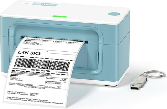Speedy Shipping: MUNBYN 4X6 Label Printer, 150mm/s High-Speed, Japan 203 DPI, USB, Blue