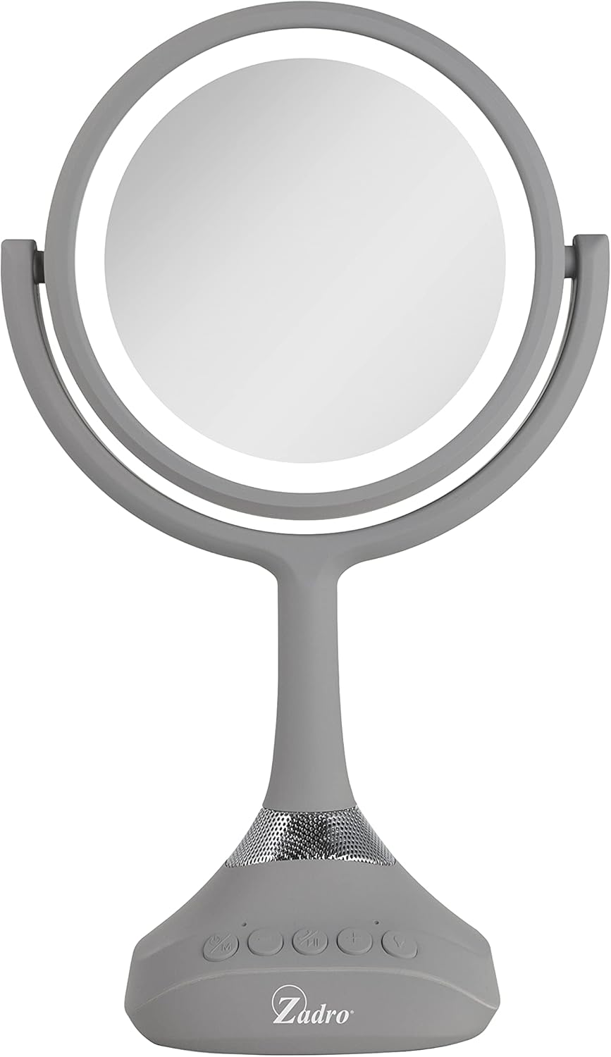 Zadro 5 Round LED Ring Light Dual Mirror with Bluetooth Speaker