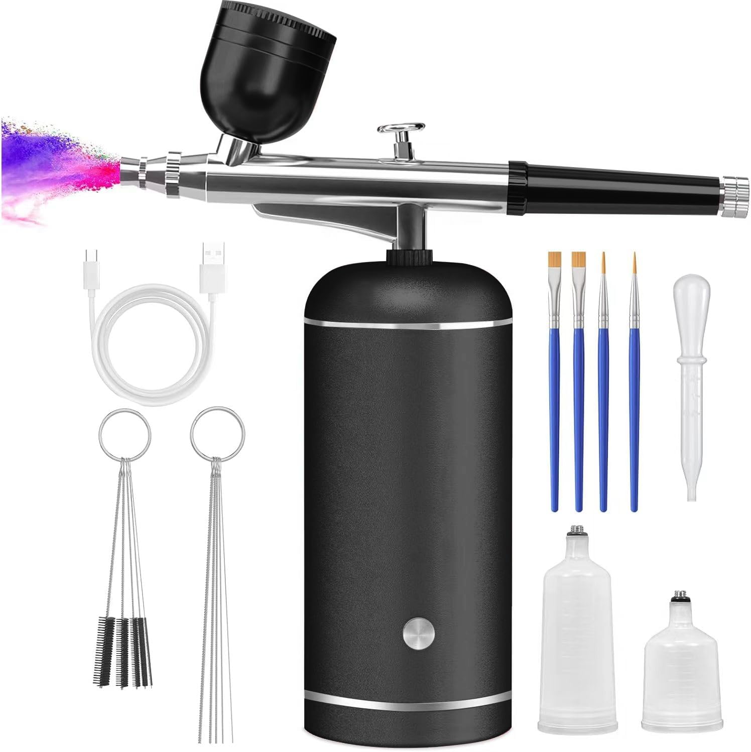 LOISVI Airbrush Kit - High-Pressure Cordless 0.3mm Nozzle for Nail Art, Makeup & Painting