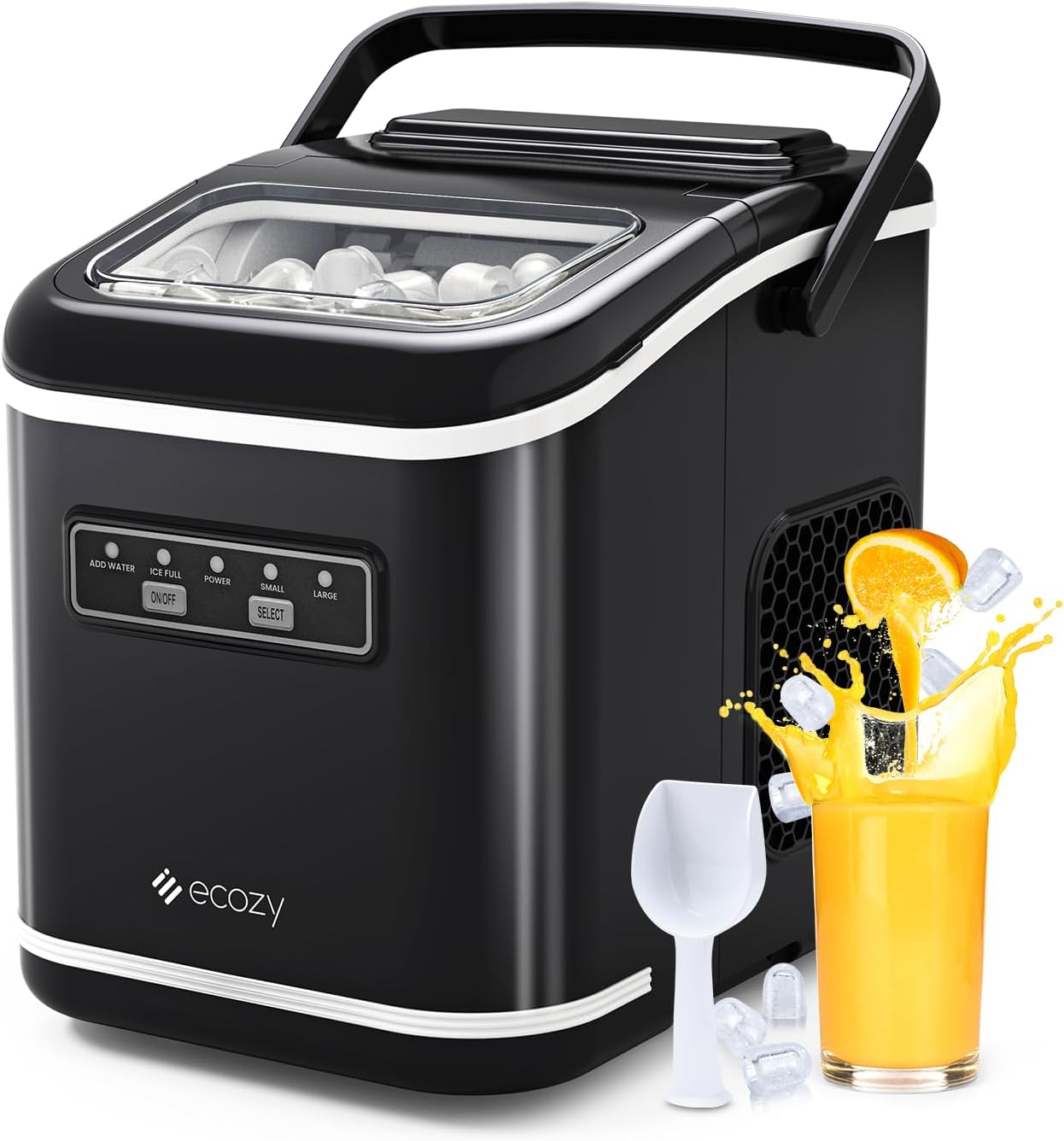 Fast Ice Making: ecozy Portable Self-Cleaning Ice Maker