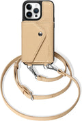 LUCKYCOIN iPhone 14 Pro Leather Wallet Case - Crossbody Flip Purse