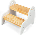 Kids 2 Step Stool Rubber Wood Step Stool - Safe, Sturdy Step for Kids