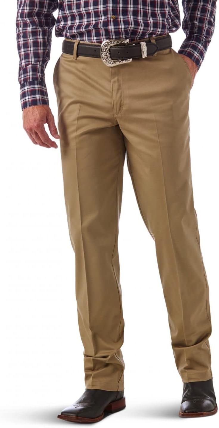 Wrangler Men's Flat Front Casual Khaki Pants for Everyday Wear