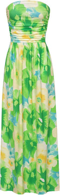 GRACE KARIN Women Strapless Maxi Dress - Flattering Ruched Fit