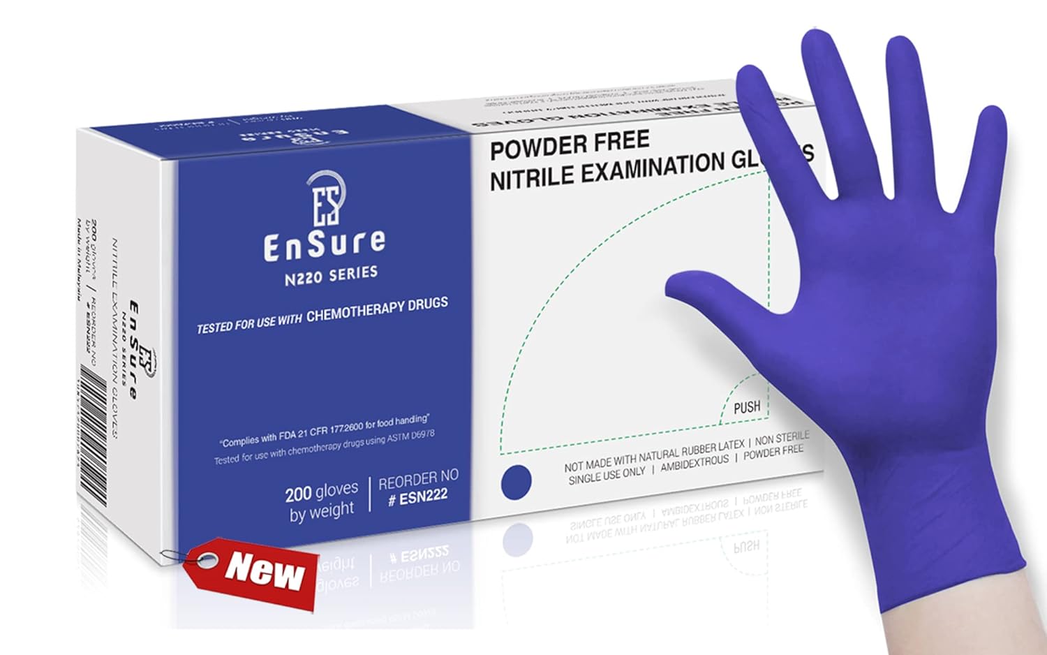 Chemo Rated Nitrile Gloves - 200 Count, Powder Free, Latex Free