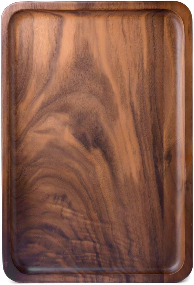 Bamber Wood Serving Tray - Elegant Black Walnut Coffee Platter
