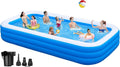Large Inflatable Pool for Adults 130in x 72in x 22in - Family Sized