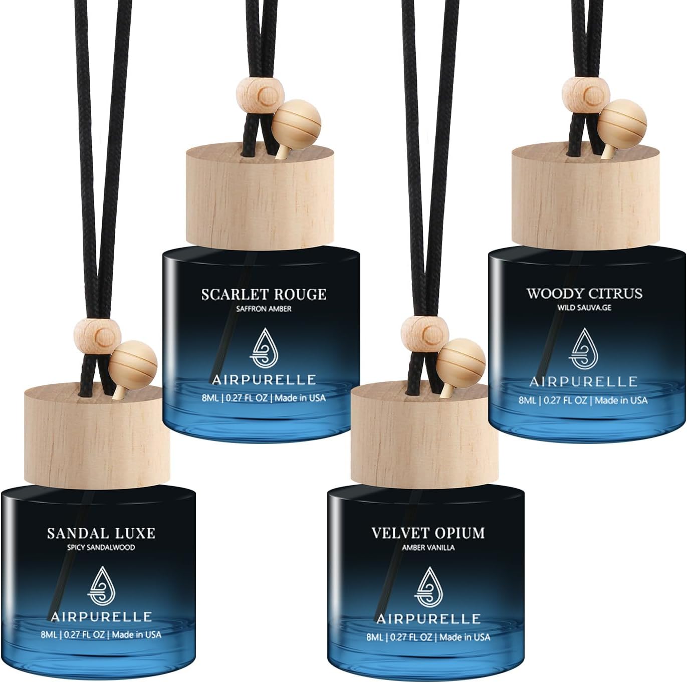 Car Air Freshener Hanging 4 Pack - Long Lasting Fragrance Oil