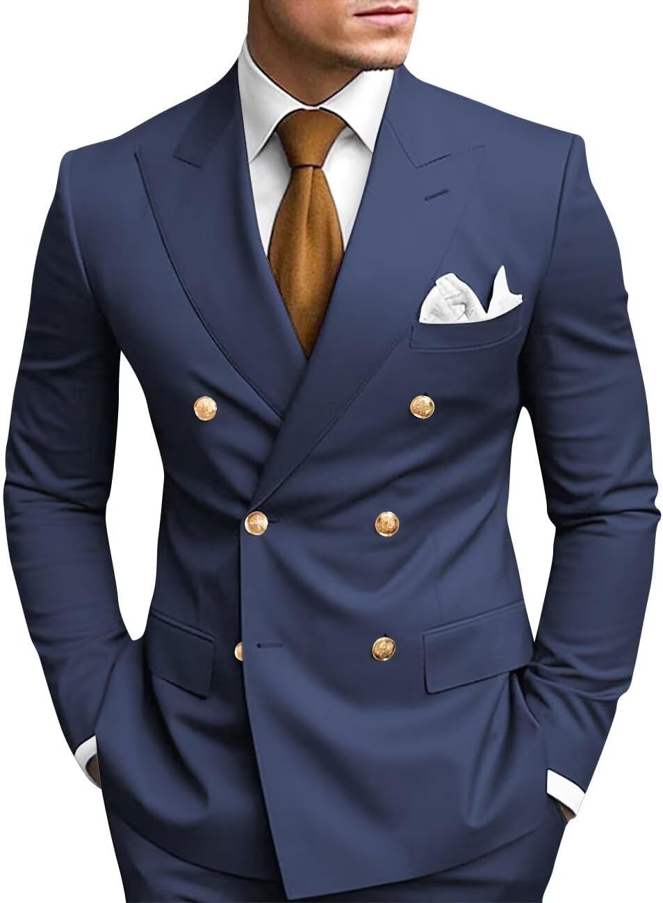 2 Piece Double Breasted Suit for Men - Slim Fit Blazer Set