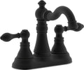 Two Handle Matte Black Bathroom Faucet 3 Hole 4 in Centerset - Durable