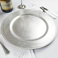 Silver Beaded Round Charger Plates 24-Pack - Elegant Table Setting
