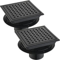 6 Inch Square Shower Drain Set of 2 with Removable Grille