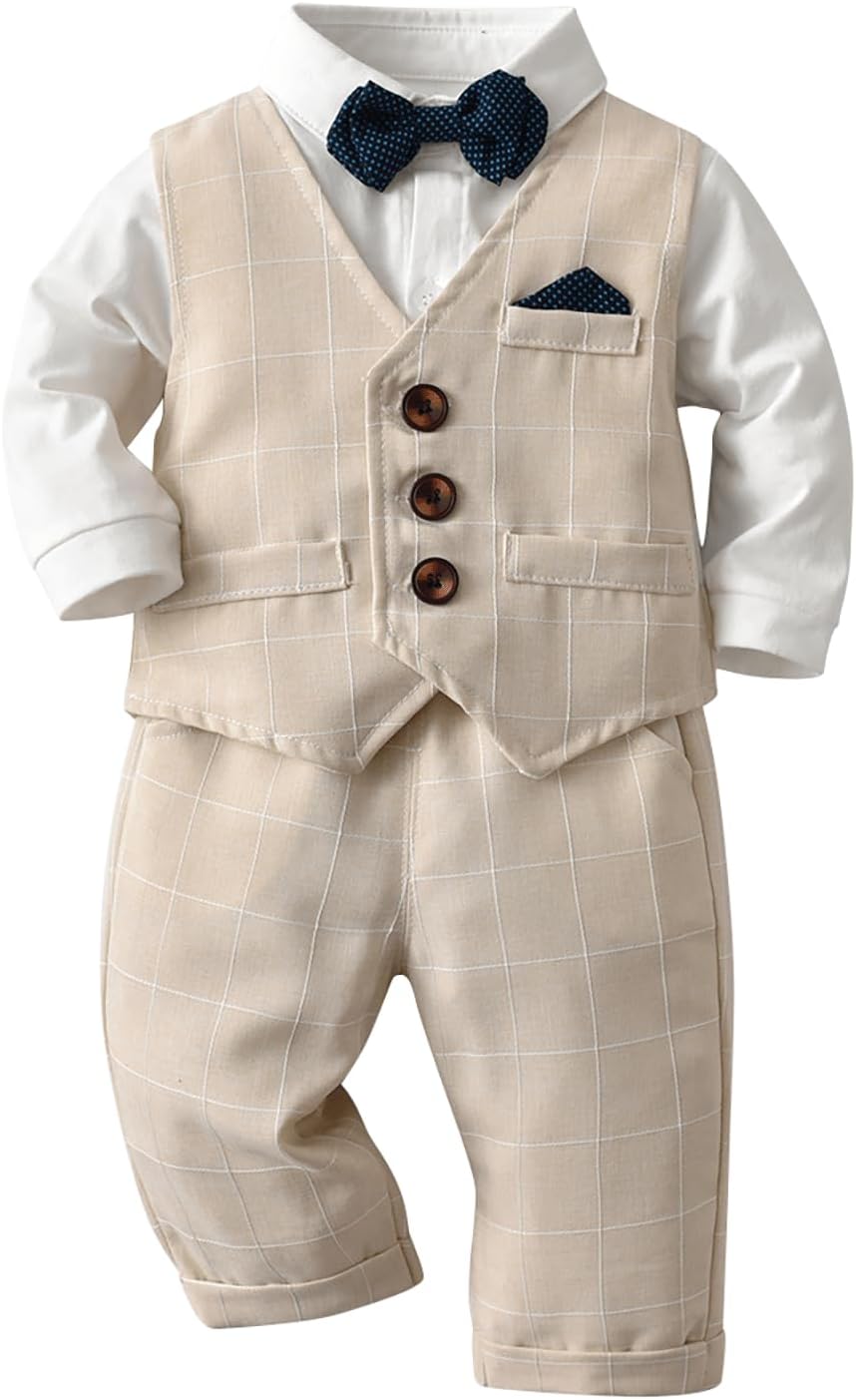 Volunboy Baby Boy Suit Toddler Formal Outfit 3 Piece Set