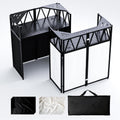 Portable DJ Booth Table Foldable Stand with White & Black Scrim