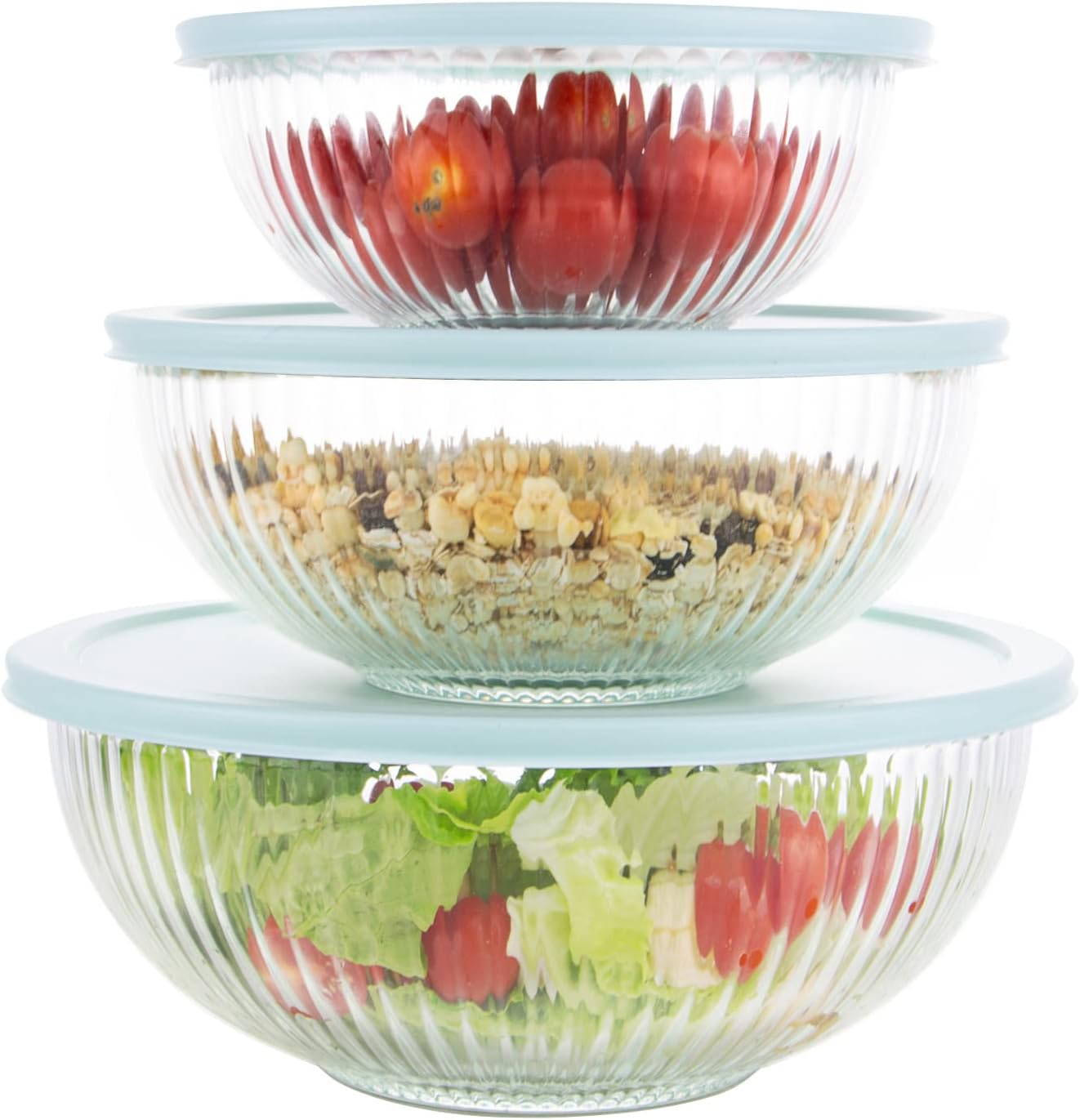 WhiteRhino Glass Mixing Bowls Set of 3 for Kitchen Use