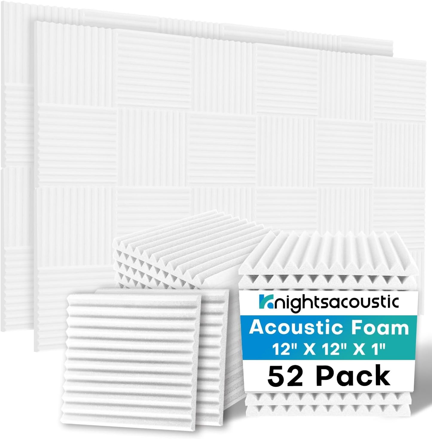52 Pack White Sound Proof Foam Panels for Walls - Acoustic Panels