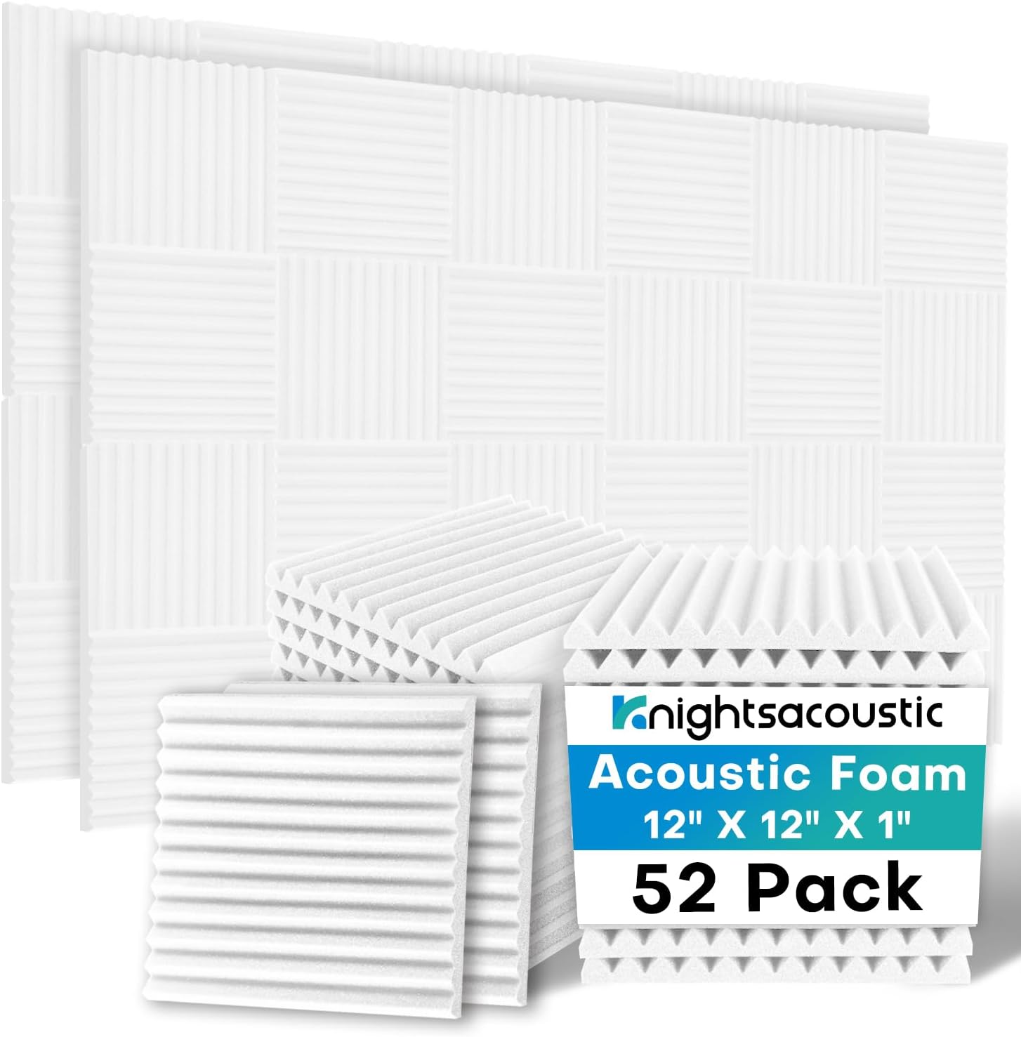 52 Pack White Sound Proof Foam Panels for Walls - Acoustic Panels