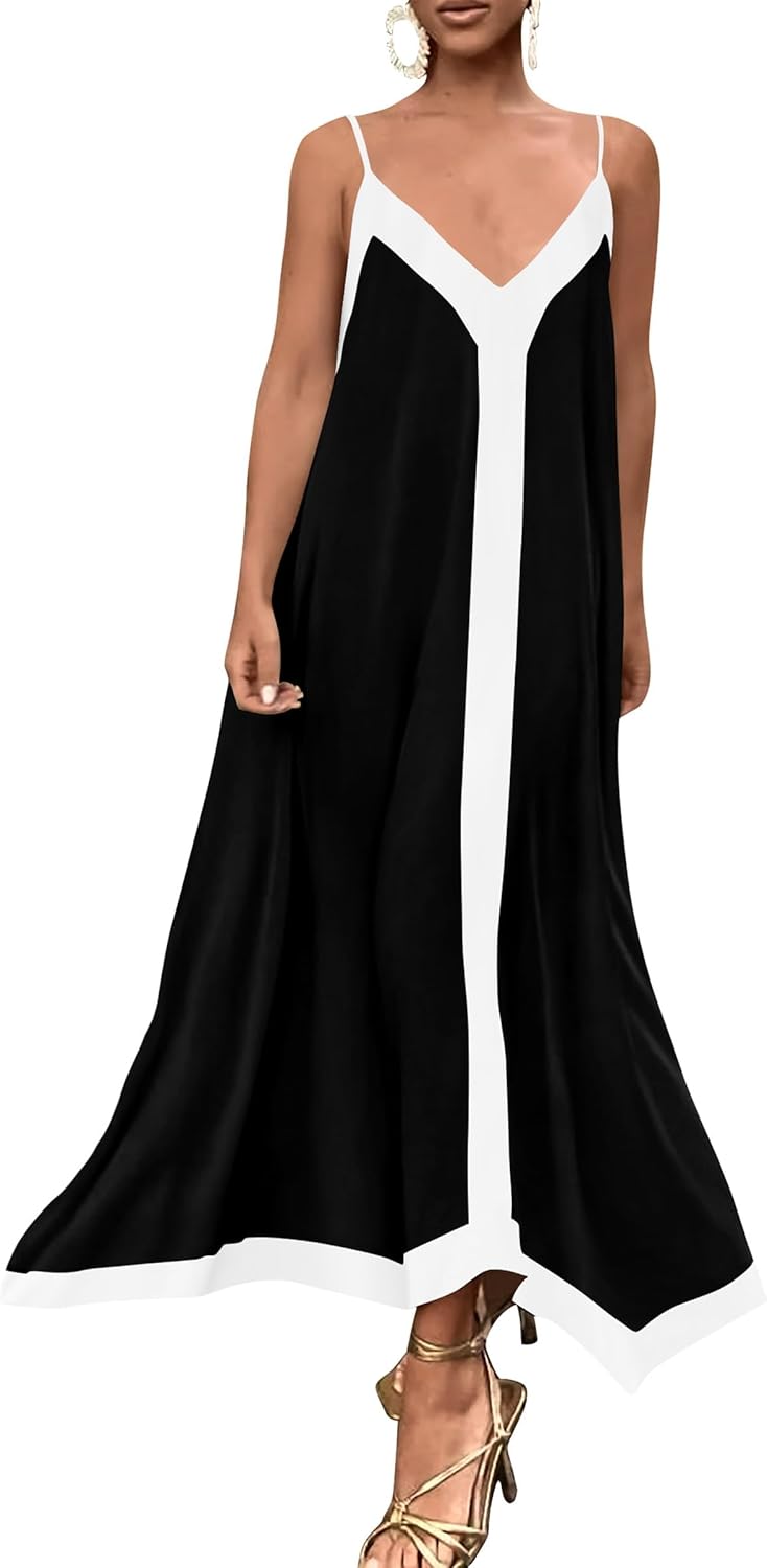 Elegant Summer Maxi Dress for Women with Spaghetti Straps