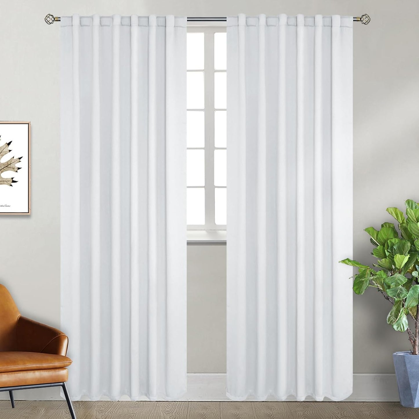 BGment White Curtains for Bedroom - Thermal Insulated Room Darkening
