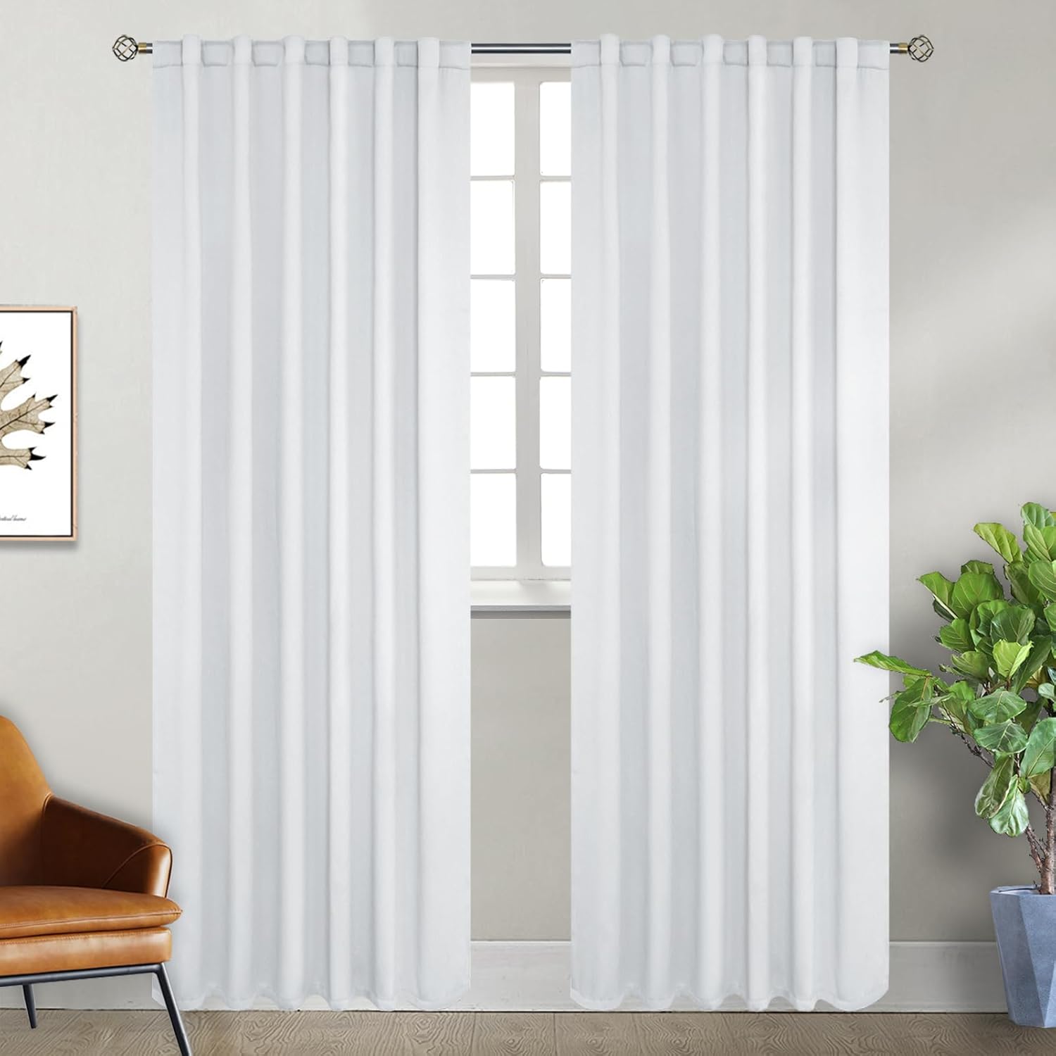 BGment White Curtains for Bedroom - Thermal Insulated Room Darkening