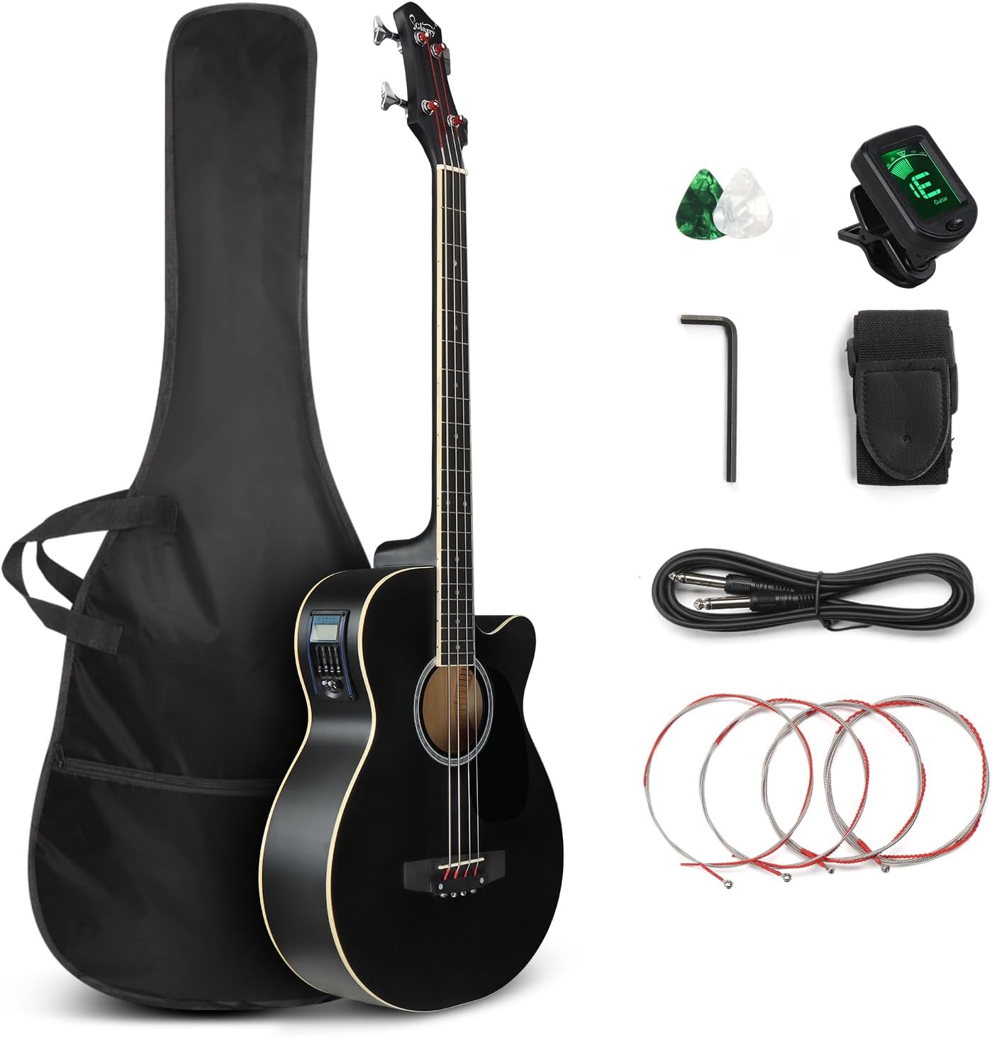 GLARRY Full Size Acoustic Electric Bass Guitar Beginner Kit Review