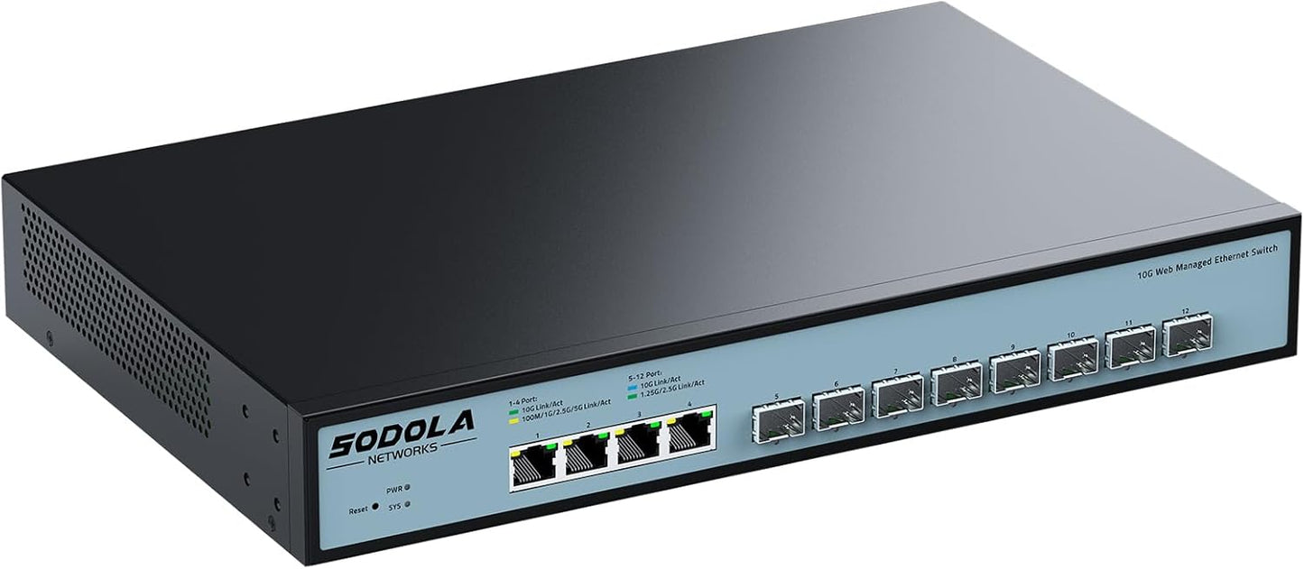 12 Port 10Gb Managed Switch with SFP+ and Base-T Ports
