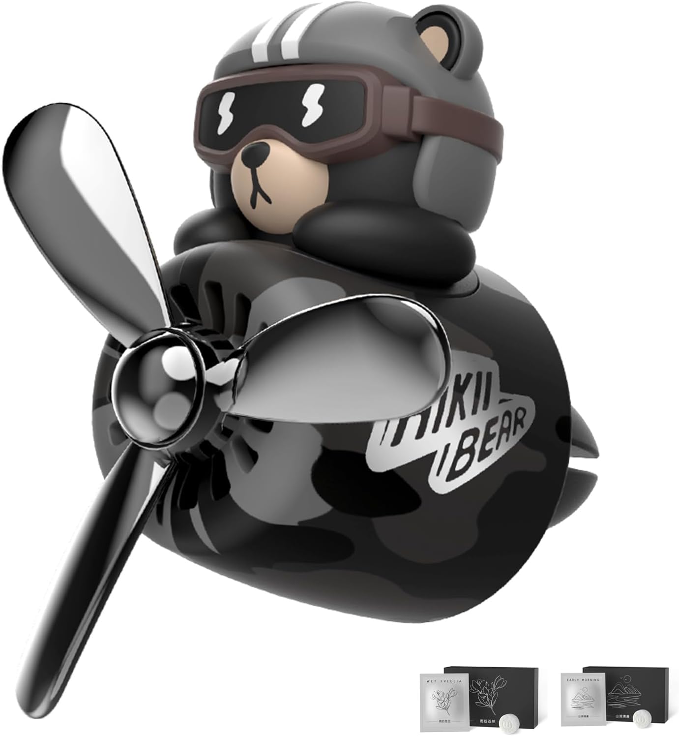 Cute Bear Pilot Car Diffuser with Rotating Propeller
