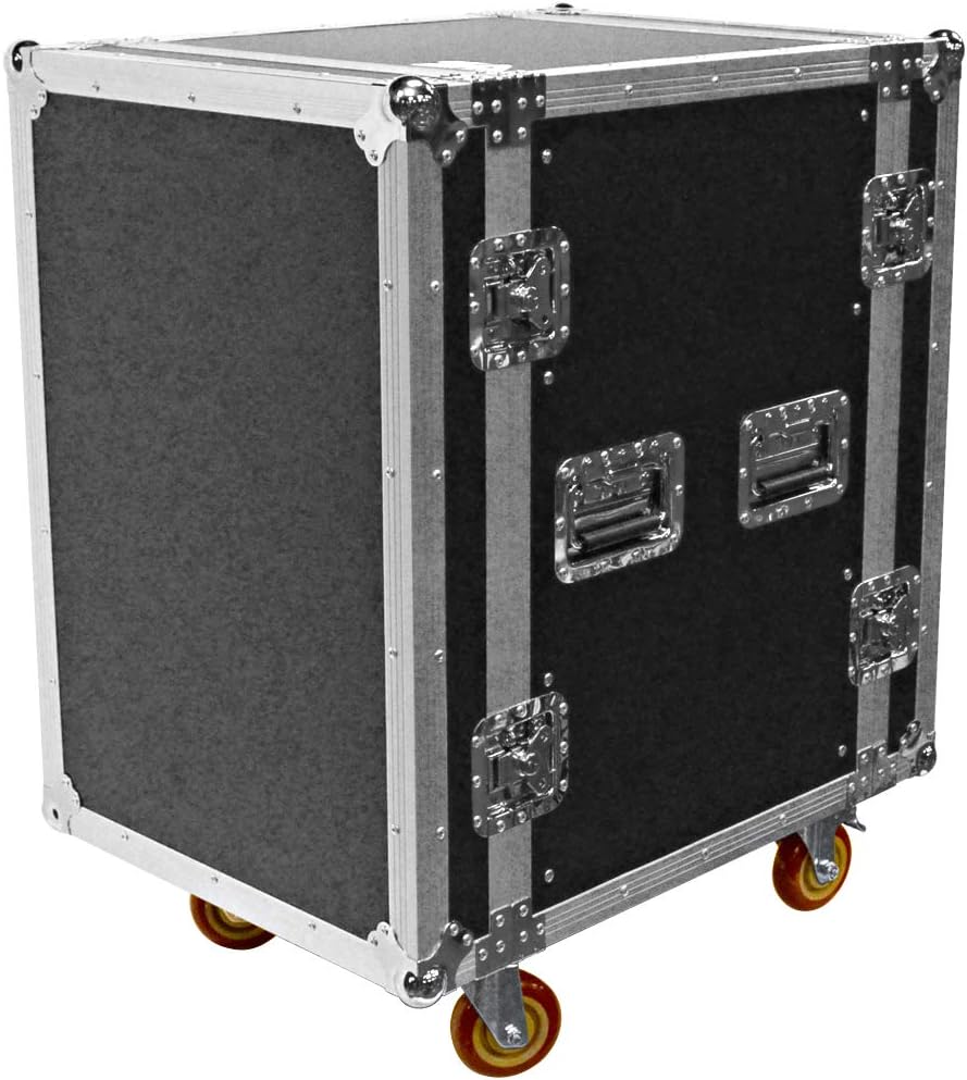 Heavy Duty 16 Space ATA Rack Case with 4 Inch Casters