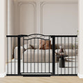 Black Wide Baby Gate with Door - Walk Through Pressure Mounted Gate