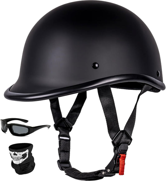Vintage Motorcycle Half Helmet - Lightweight Open-Face DOT Approved