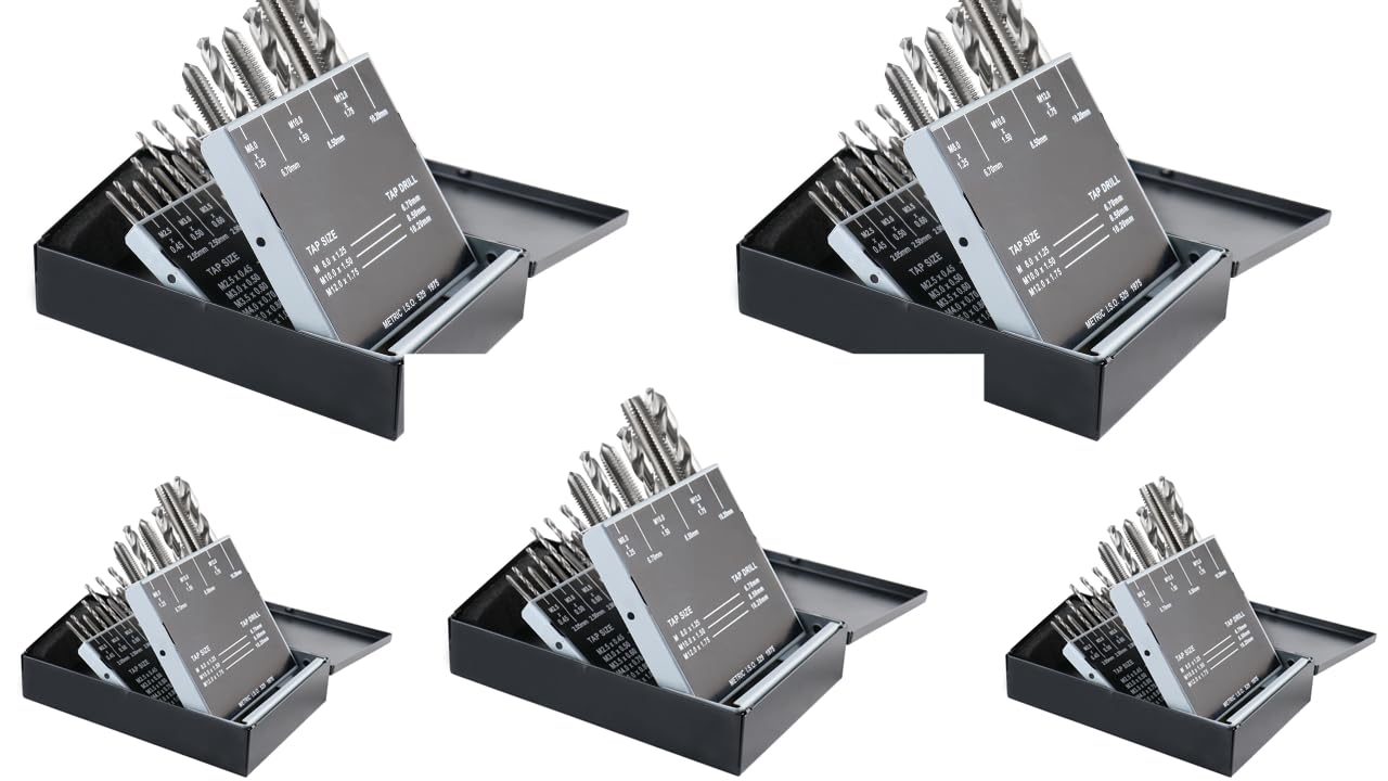 Accusize Industrial Tools Metric 18 Pc H.S.S. Tap and Drill Set