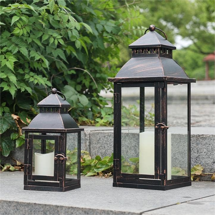 Large Bronze Metal Lanterns for Outdoor and Indoor Decor
