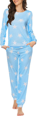Ekouaer Womens Jogger Pajama Sets Long Sleeve Sleepwear - Cozy Star is
