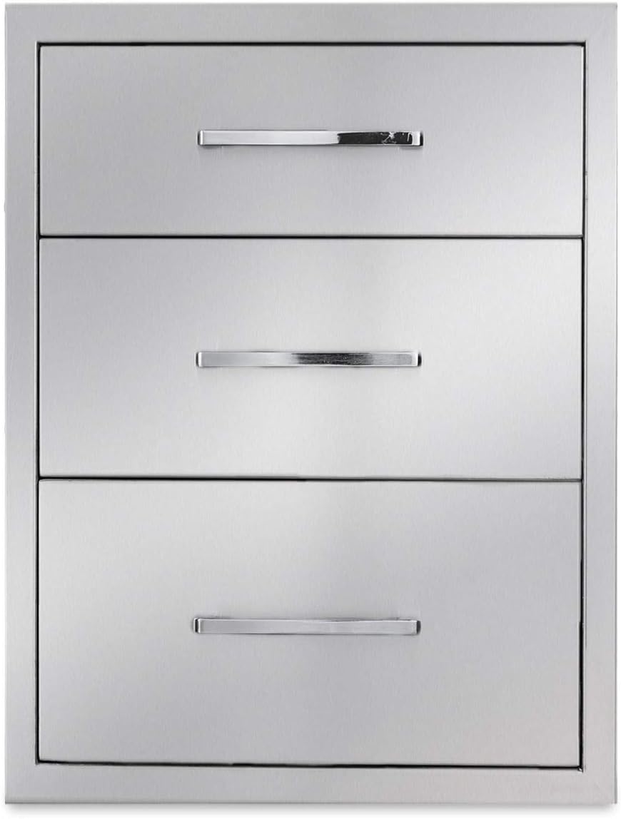 Outdoor Kitchen Drawers Stainless Steel 3-Drawer BBQ Storage