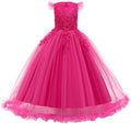 Flower Girls Maxi Dress for Girls - Tulle Floral Lace Princess Gown