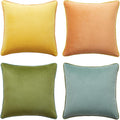 Velvet Throw Pillow Covers Set of 4 (22x22 in) - Yellow Green Mix