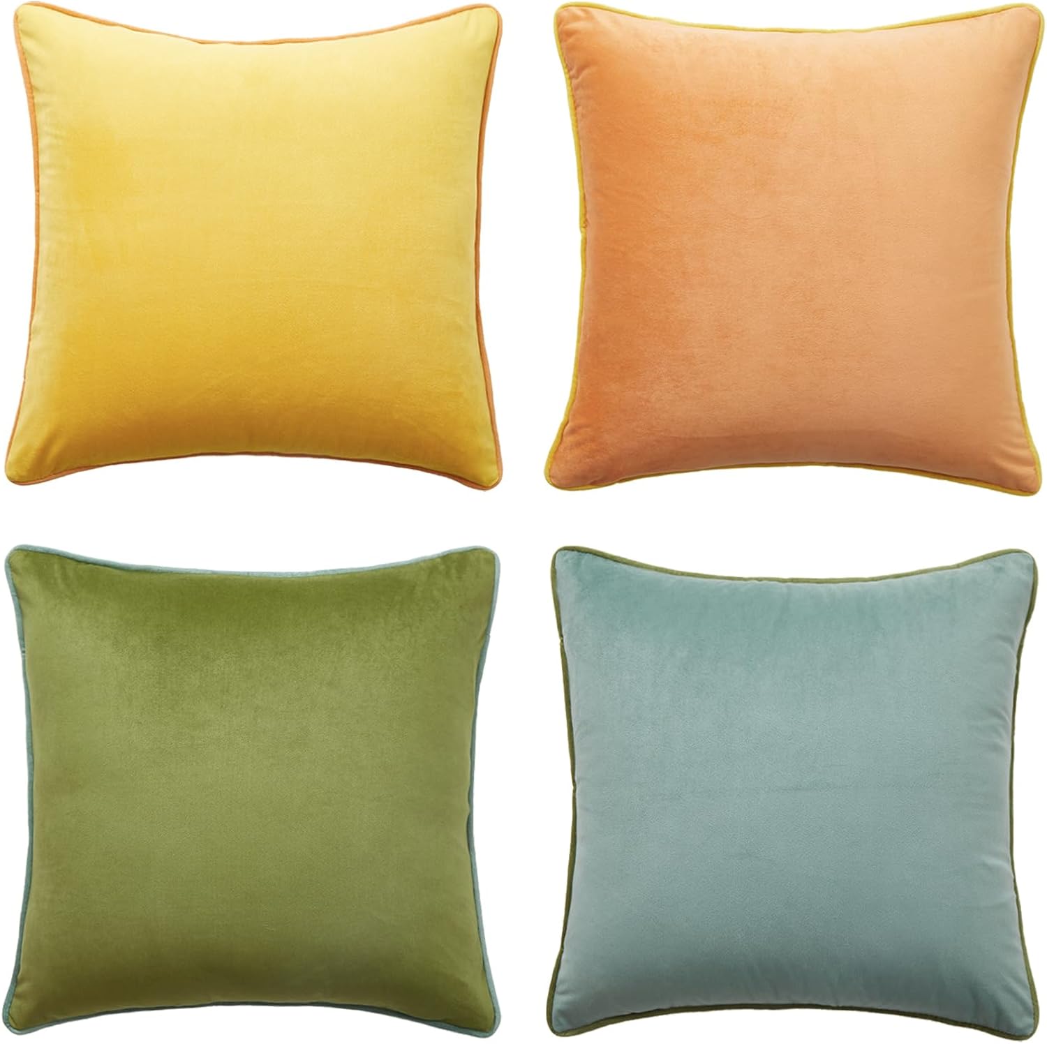 Decorative Throw Pillow Covers Set of 4 Soft Velvet Designs