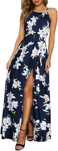 Women's Summer Maxi Halter Dress - Flowy Floral Sundress 2025