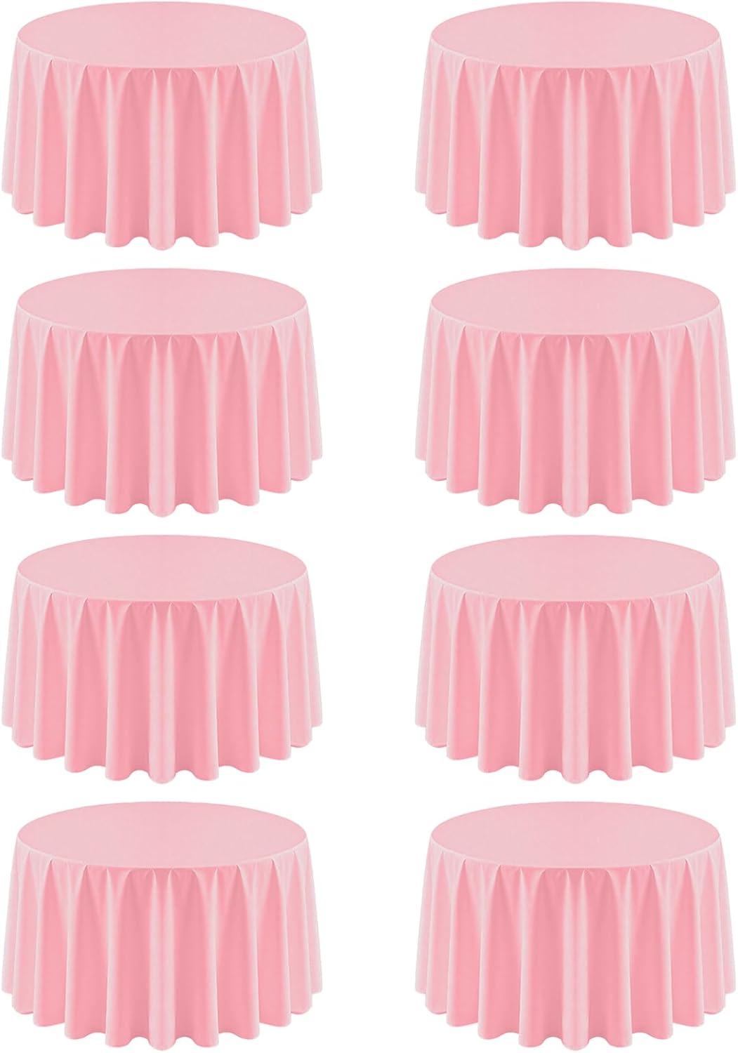 8 Pack 120 Inch Pink Round Tablecloth for Elegant Events