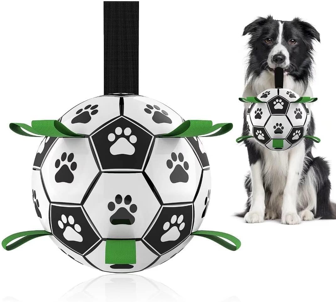 Durable Interactive Dog Soccer Ball - Tug of War & Water Play!