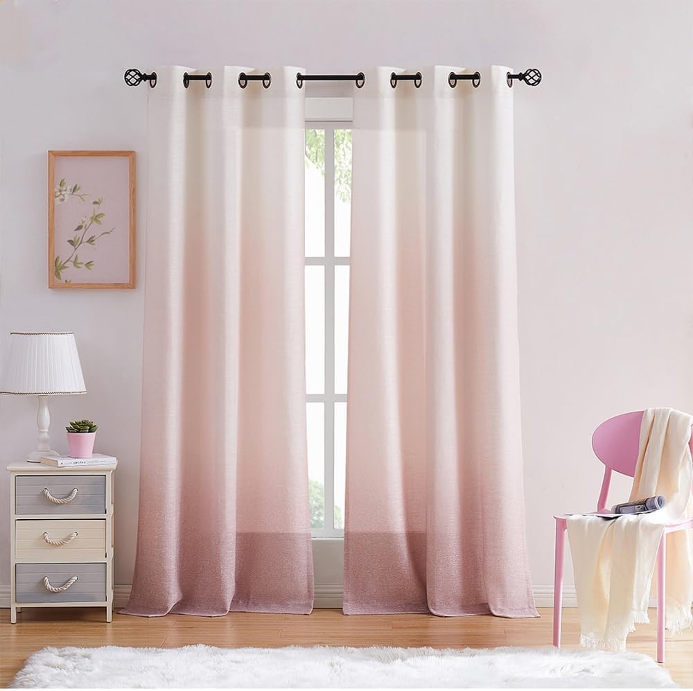 Central Park Ombre Rayon Blend Heavy Linen Texture Curtains