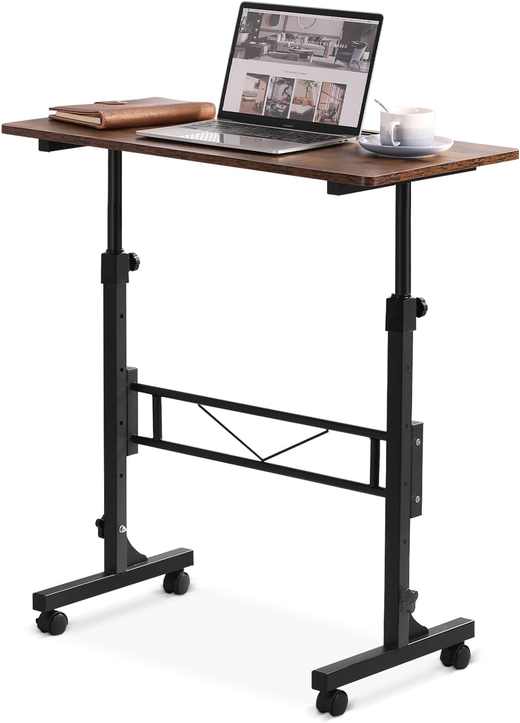 Small Adjustable Height Standing Desk with Wheels for Mobility