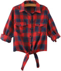 Omoone Women's 3/4 Sleeve Denim Crop Top Tie Knot Shirt Cardigan