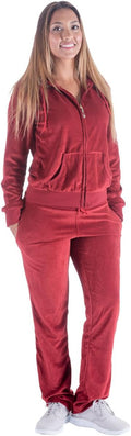 Facitisu Tracksuit for Women Velour 2-Piece Joggers and Hoodie Set