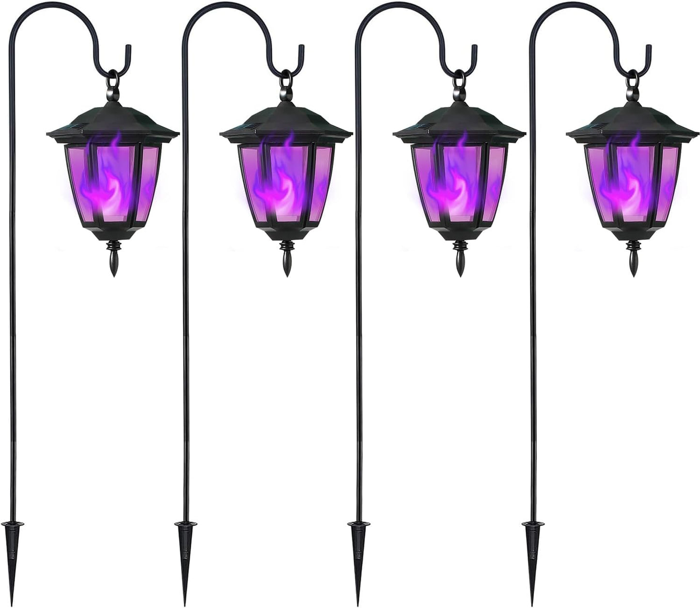 Dynaming 4 Pack Solar Halloween Flame Hanging Lights Outdoor