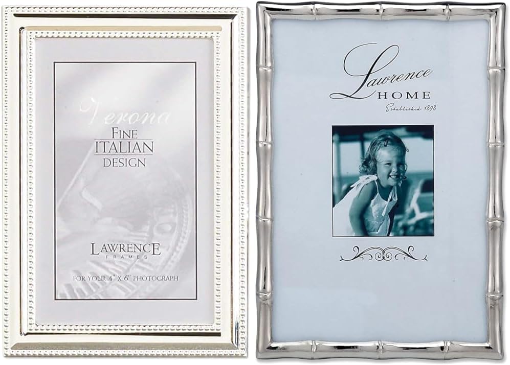 4x6 Metal Picture Frame with Delicate Beading in Silver Plate