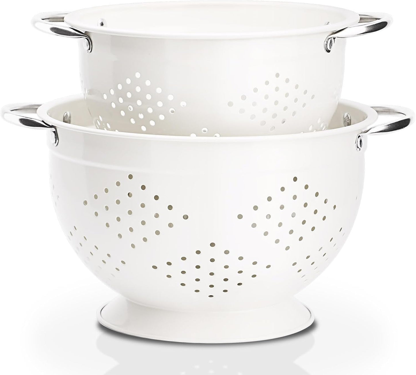 Rorence Powder Coated Steel Colanders Set: 3 Quart & 5 Quart