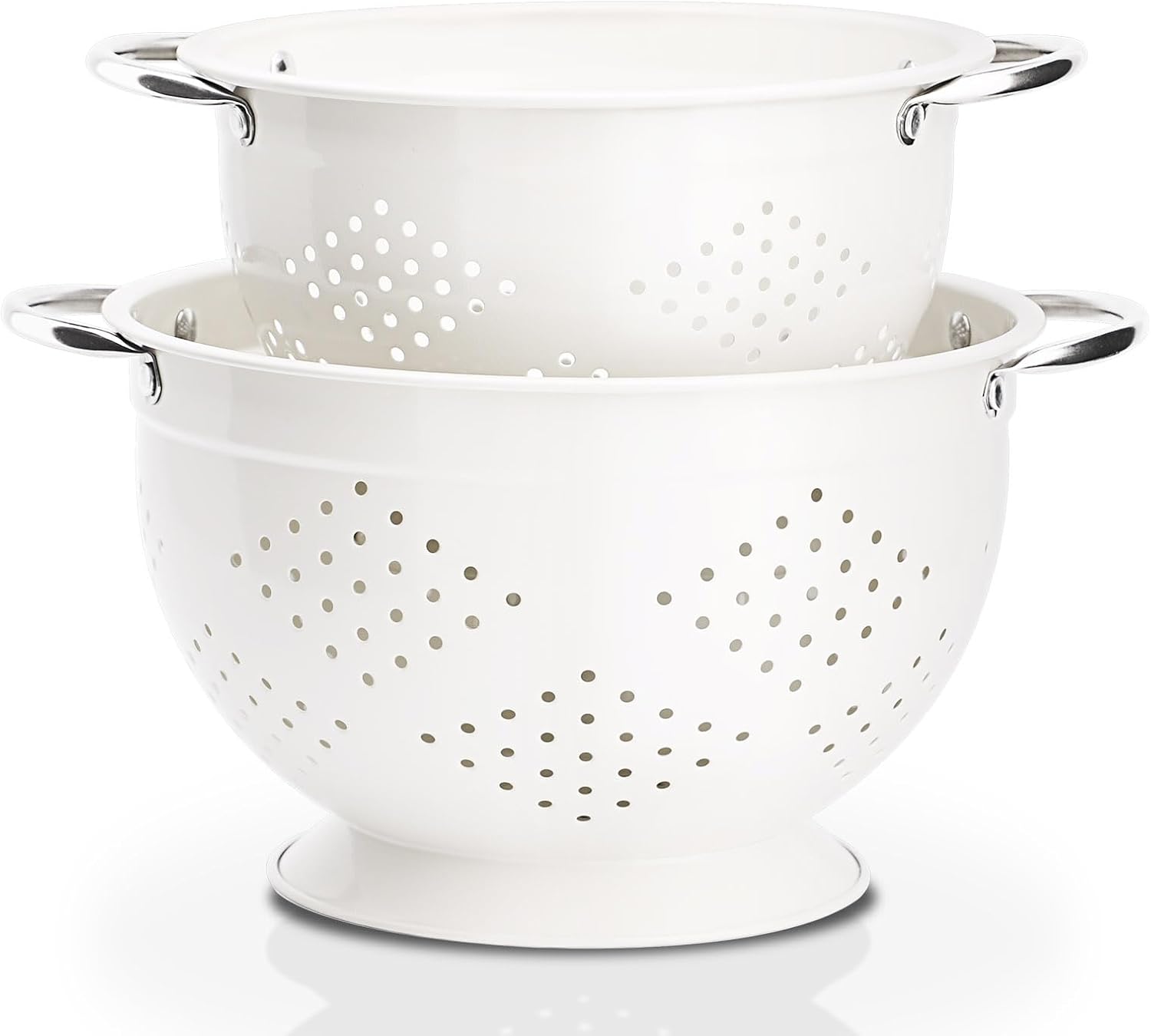 Rorence Powder Coated Steel Colanders Set: 3 Quart & 5 Quart