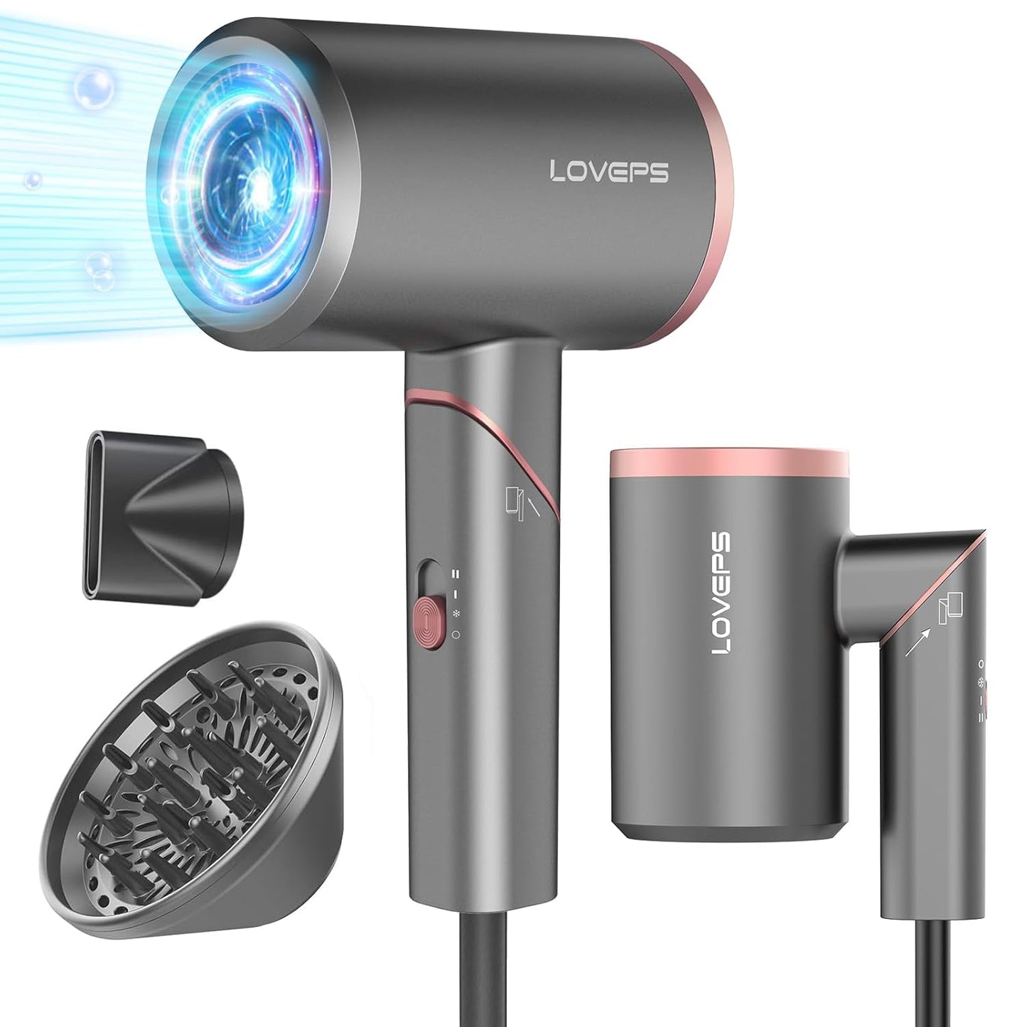 Damage-Free Hair Care: 1800W Ionic Blow Dryer - LOVEPS
