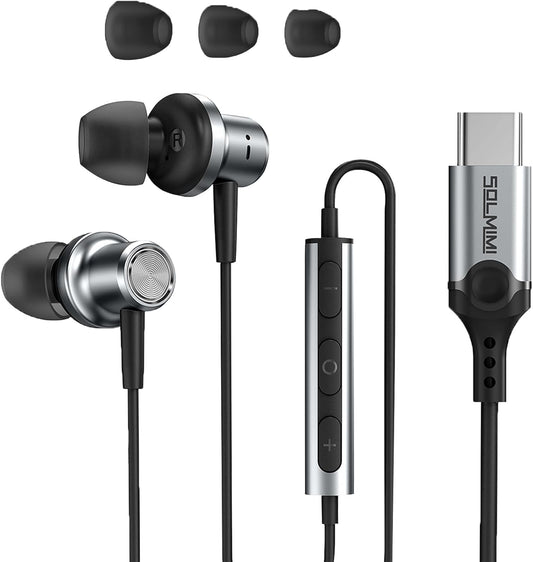 Noise Cancelling USB C Earphones for iPhone 15/Pro Max Samsung S24/S21+